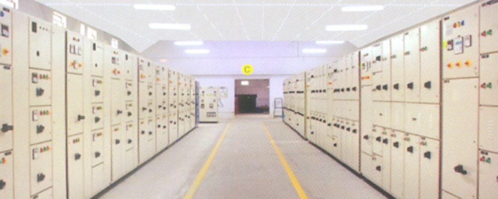 Installed row of low-voltage electrical panels